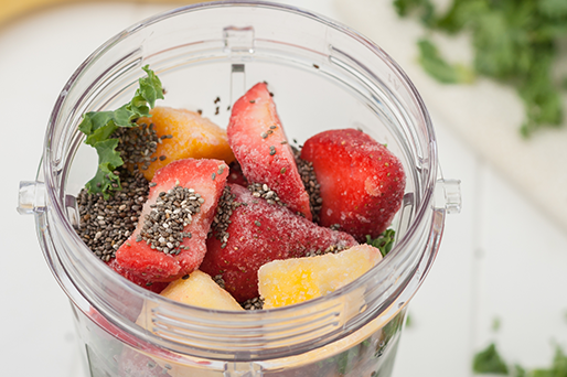 smoothie ingredients in blender cup