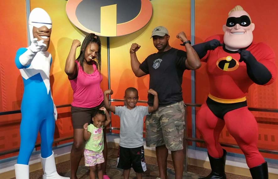 Larry epilepsy patient with family with the incredibles characters